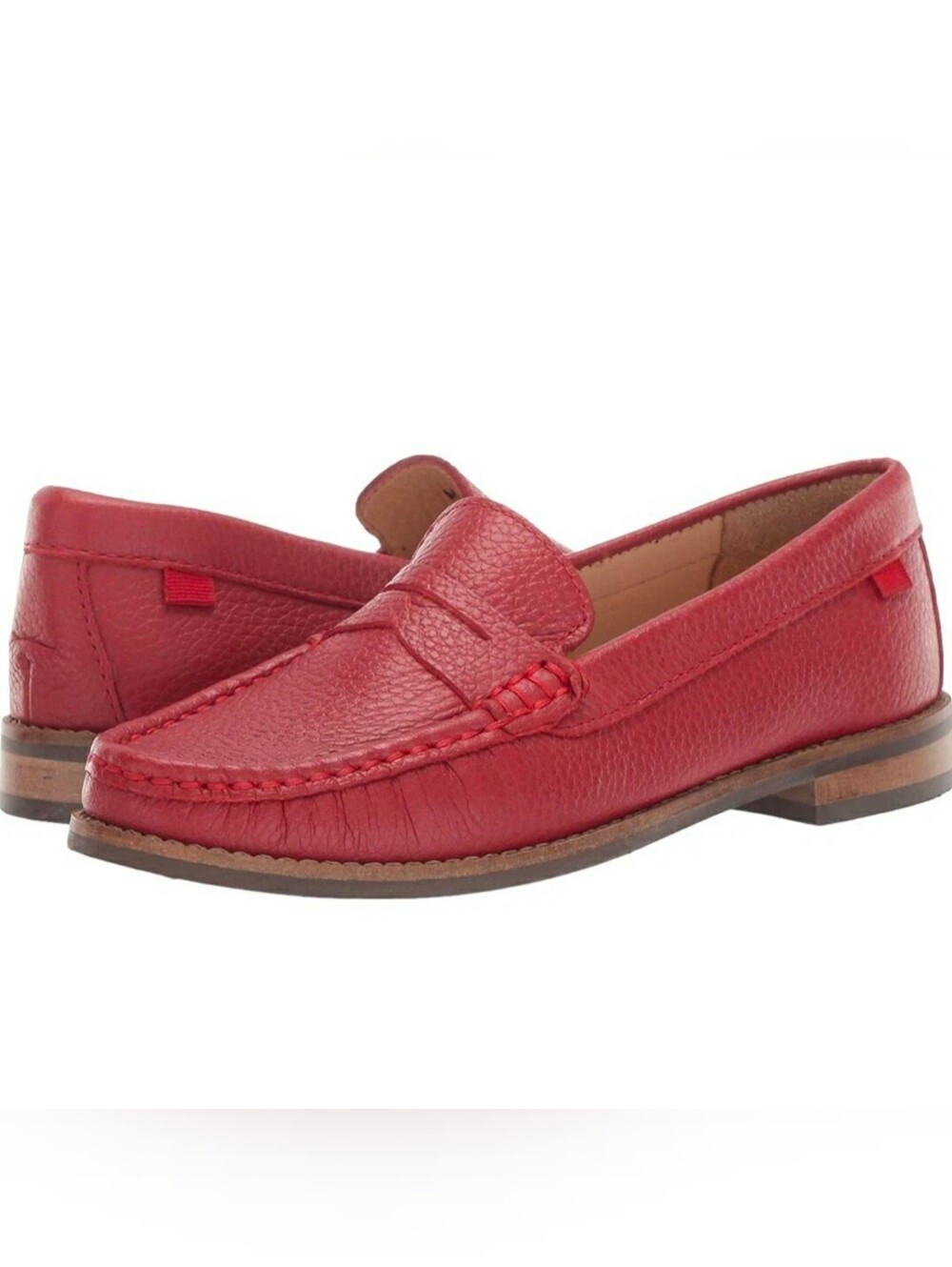 Marc Joseph East Village Red Berry Leather Kids Penny Loafers Size 3.5 NWOB